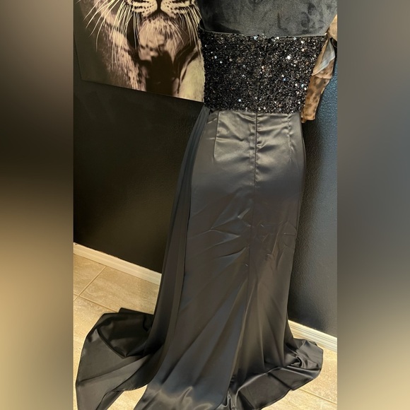 🖤🖤Missord Contrast Sequin Split Thigh Side Draped Formal/Evening Dress🖤SZ L - Picture 12 of 17